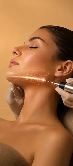 Illustration of Endolift laser treatment along the jawline